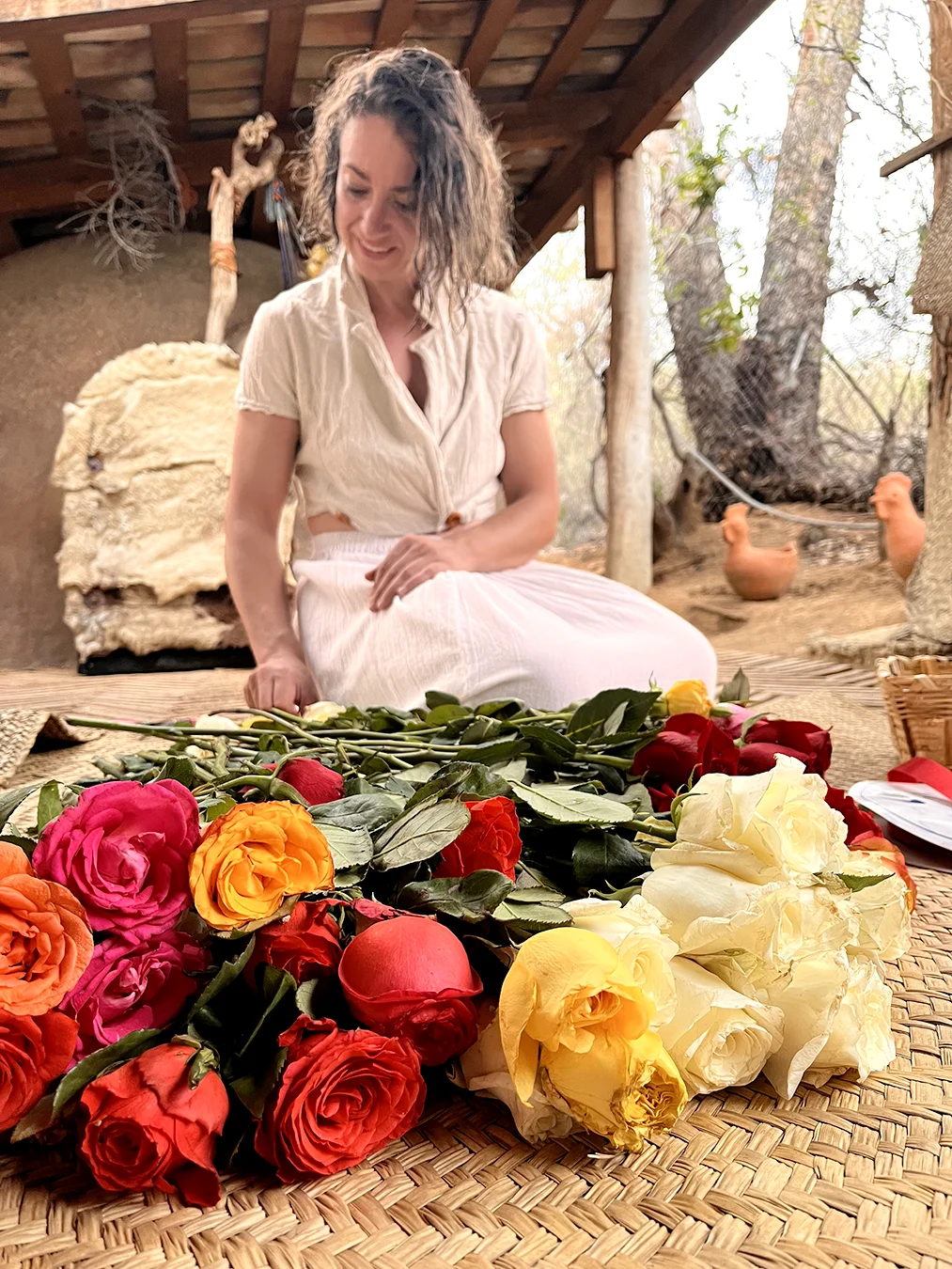 Margaux in Rose Healing ceremony at Rancho Media Luna