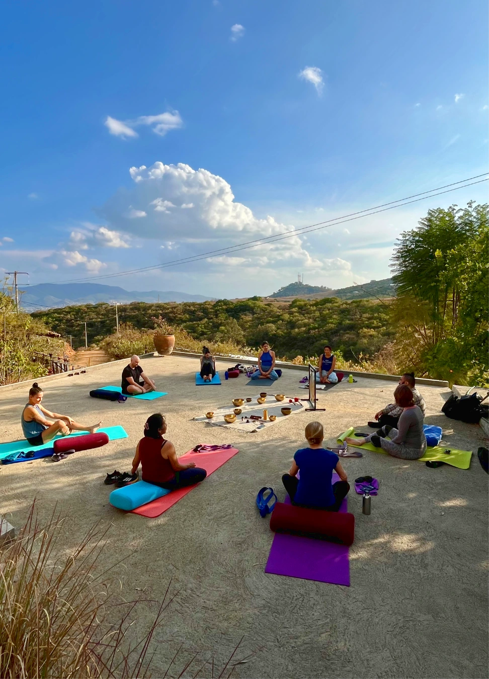 Yin yoga participants at Rancho Media Luna